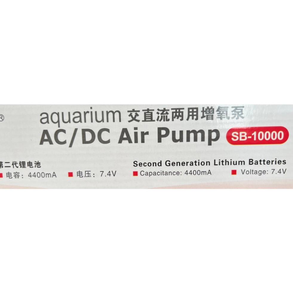 Máy sủi oxy tích điện 2 vòi SOBO SB-10000 12W dùng cho bể cá cảnh, thủy sinh, đi câu - dùng được 12 tiếng