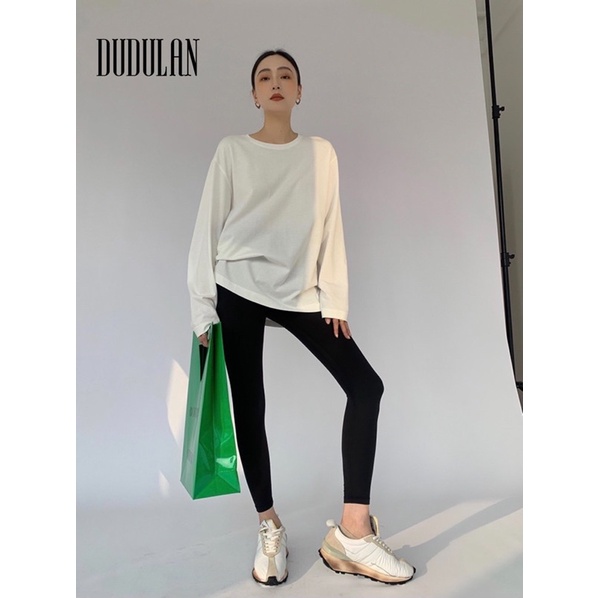 Áo thun dài tay DUDULAN Basic Tee phông trơn nữ oversize form rộng sweater ulzzang Hàn Quốc - A1