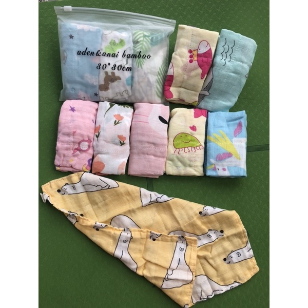 SET 3 KHĂN SỮA SỢI TRE 4 LỚP 30x30cm - Muslin Tree
