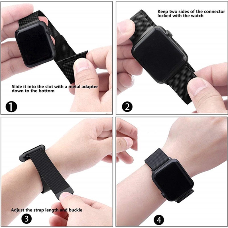 Dây đeo inox Milanese thích hợp cho đồng hồ thông minh Apple Watch Series 7 6 se 5 4 3 2 1