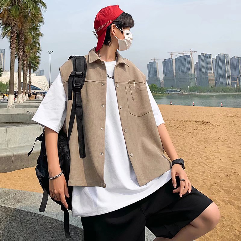 Áo Khoác Sát Nách Màu Trơn Thời Trang Mùa Hè Hàn Quốc Cho Nam