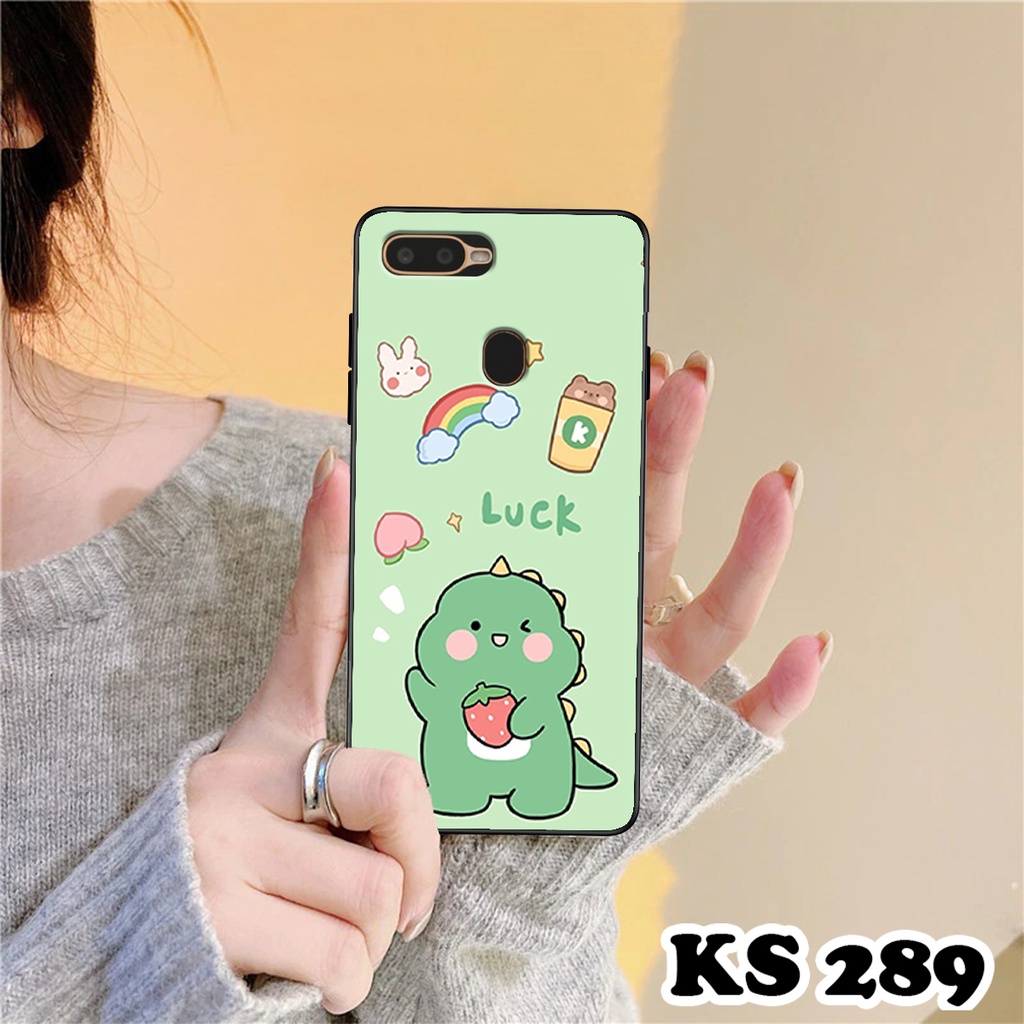 Ốp lưng Oppo F9 - Oppo F7 - Ốp in hình khủng long DinoCute - Lưng nhám viền TPU