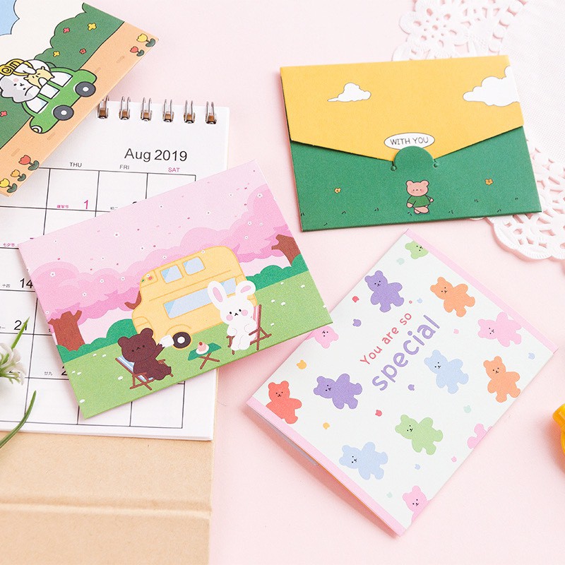 Bộ 2 thiệp gấp hoạt hình dễ thương (TH02)