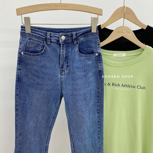 Quần jean nữ ống loe lưng cao hàng cao cấp chuẩn form XONXEN SHOP size s m l mã 5999