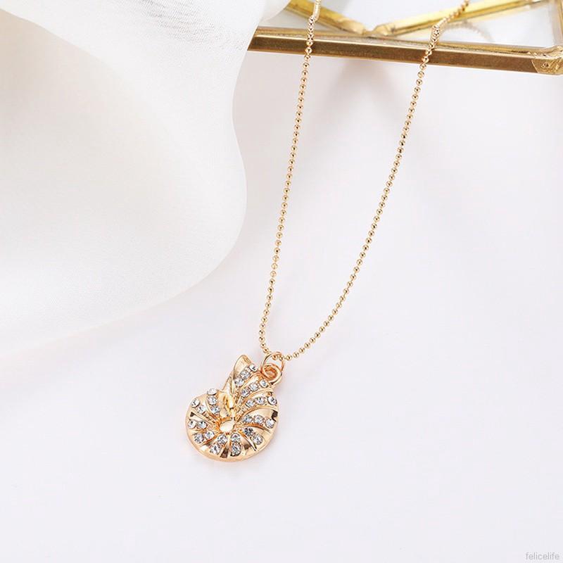 Gold Rhinestone Cute Dolphin Pendant Chain Necklace Women Accessories Gifts