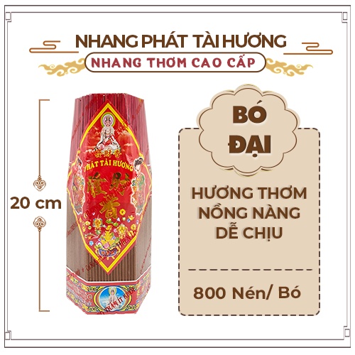 Nhang Thơm Cao Cấp Phát Tài Hương Thơm Nồng Dễ Chịu Thiên Lộc - Bó 2 Tấc Đại 800 Nén