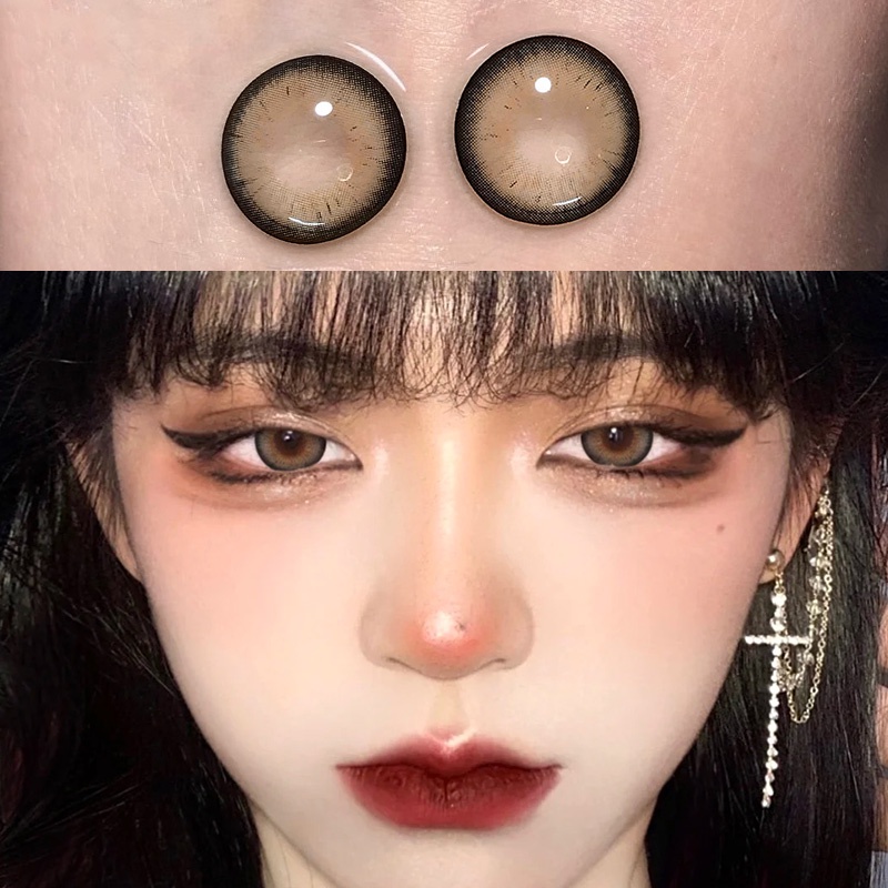 KSSEYE Kính áp tròng Tự nhiên Hàn Quốc 2 miếng Kính áp tròng màu nâu Silicone Hydrogel Dễ thương học sinh hàng ngày