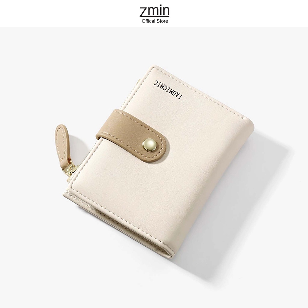 Ví bóp nữ ngắn mini cầm tay Zmin, chất liệu cao cấp có thể bỏ túi - V100