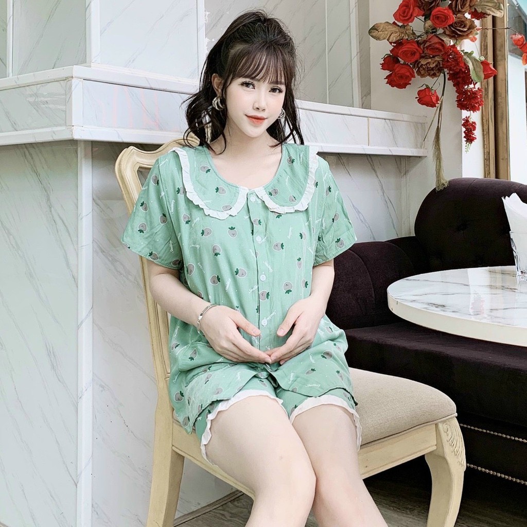 Bộ bầu cao cấp chất đũi Hàn loại 1 siêu mát siêu mềm☘️quần bầu có chun chỉnh tiện lợiđồ bộ bầu Free size 43~68kg BBH24