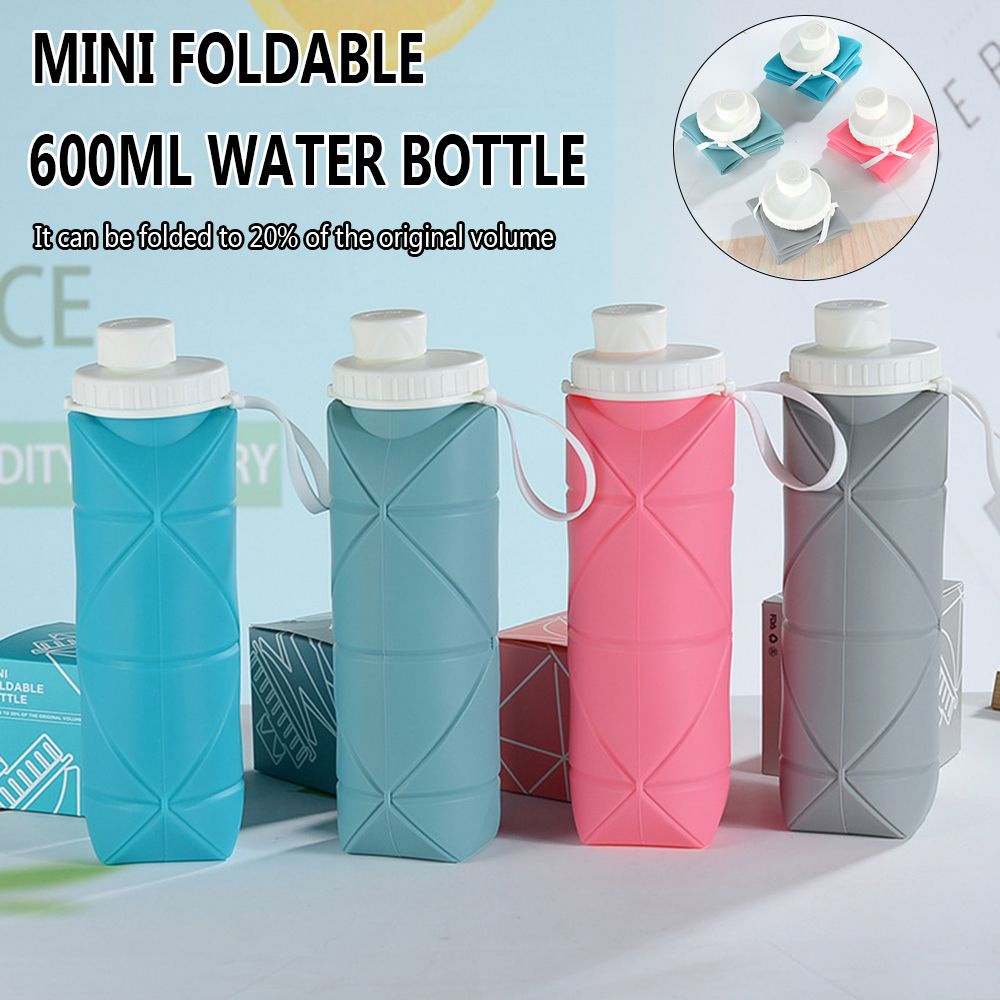 Bình nước silicon dạng gập tiện lợi dung tích 600ml dễ mang theo dành cho người lớn và học sinh/nhiều màu tùy chọn