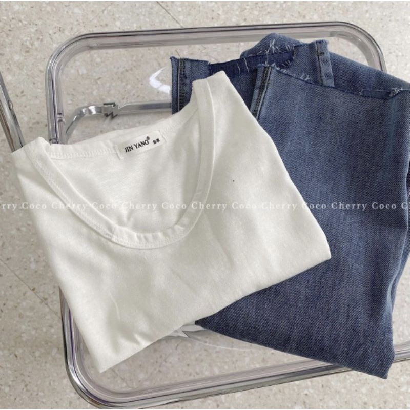 Áo Thun Trơn Cộc Tay Basic Hàng Quảng Châu ( chất xước cực đẹp không lộ áo lót)