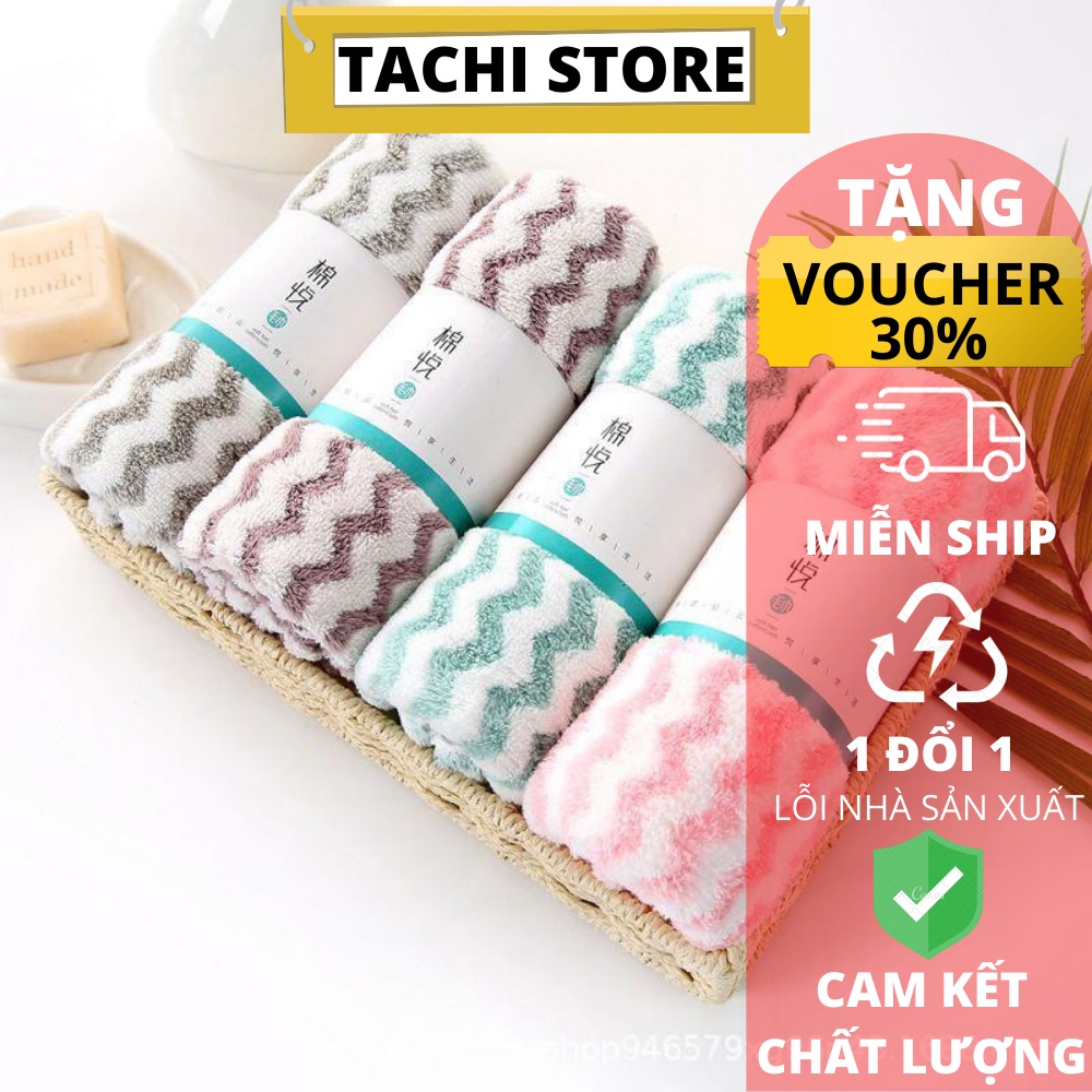 Khăn Mặt Lông Cừu Xuất Hàn Mềm Mịn Vân Kẻ Sọc Đồ Gia Dụng Tachi Store