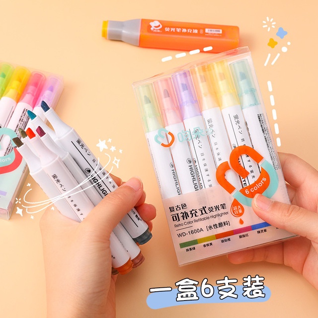 Bộ bút dạ quang nhiều màu sắc cho học sinh và văn phòng tiện dụng