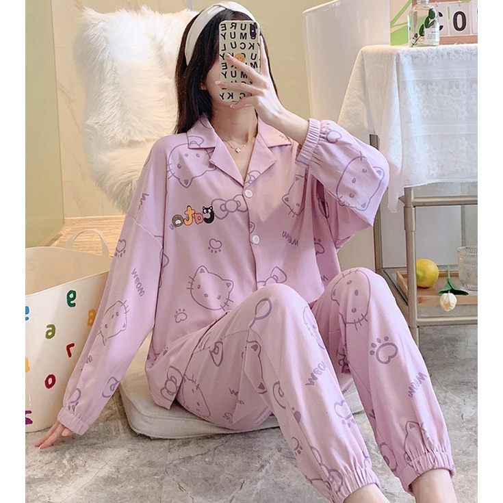 CÓ BIG SIZE_Bộ Ngủ Pyjama Dài Tay Korea Thu Đông 2021 | BigBuy360 - bigbuy360.vn