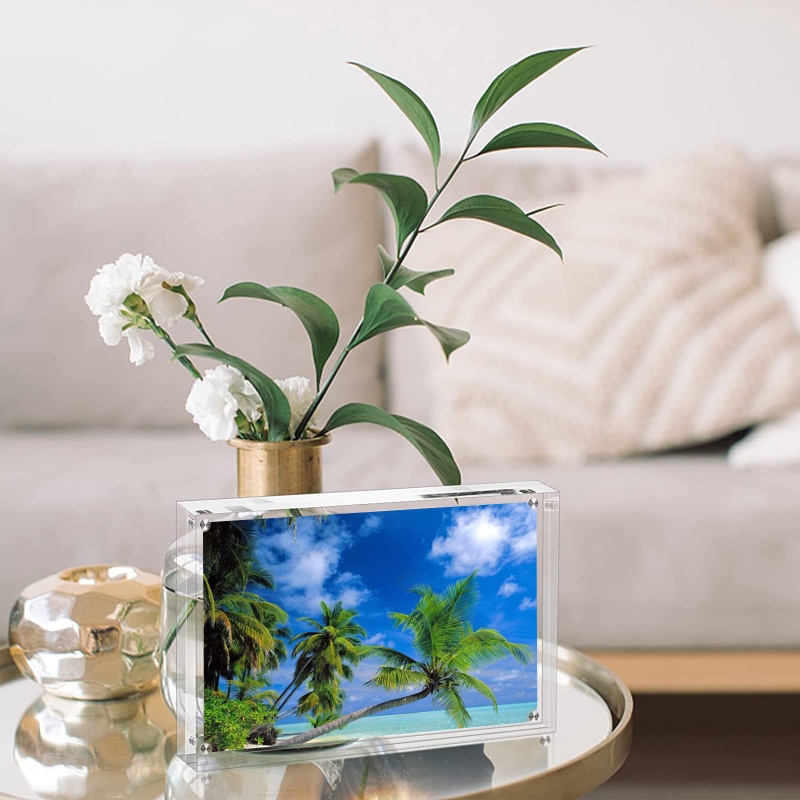 Khung Ảnh Hai Mặt Bằng Acrylic Trong Suốt Có Nam Châm Để Bàn