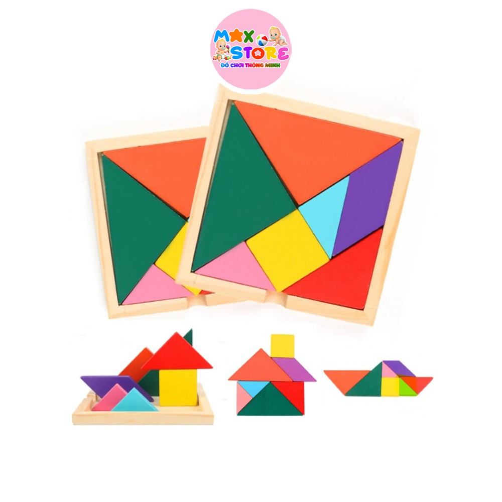 Bộ Ghép Hình Trò Chơi Trí Uẩn Tangram 7 Món Bằng Gỗ