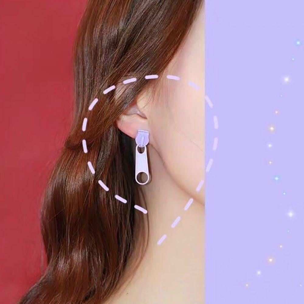 Bông Tai Dáng Dài Bằng Kim Loại Có Khóa Kéo Thiết Kế Dễ Thương Cho Nữ