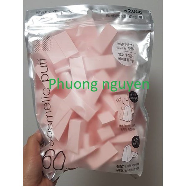 Sản Phẩm Mút trang điểm Daiso Hàn Quốc cosmetic puff [ 60 miếng] [Hàng Chính Hãng]