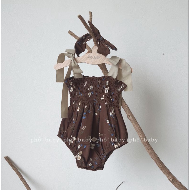 body nâu hoa nhí chun ngực kiểm turban siêu xinh