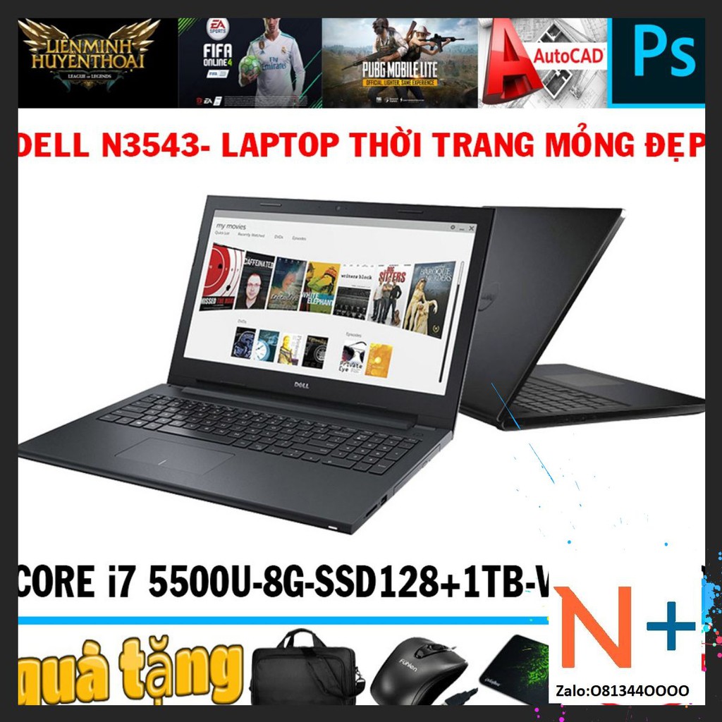  Laptop Dell N3543 Core i7-5500U, ram 8G ,SSD+HDD ,VGA rời giá rẻ | WebRaoVat - webraovat.net.vn