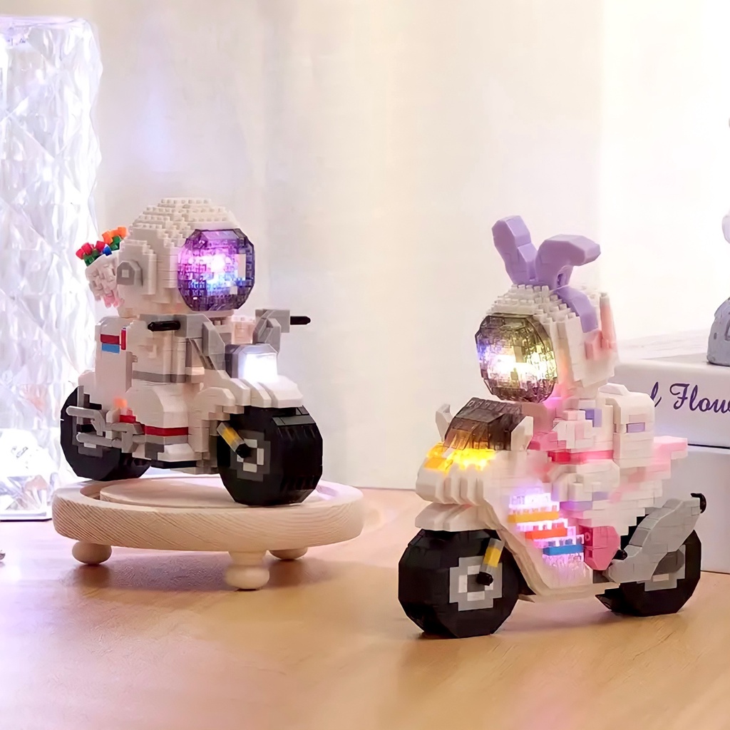 Lego Đồ Chơi Lắp Ráp Phi Hành Gia Motor, Tiny Lina Xếp Hình Nanoblocks Thông Minh Phát Sáng 3D