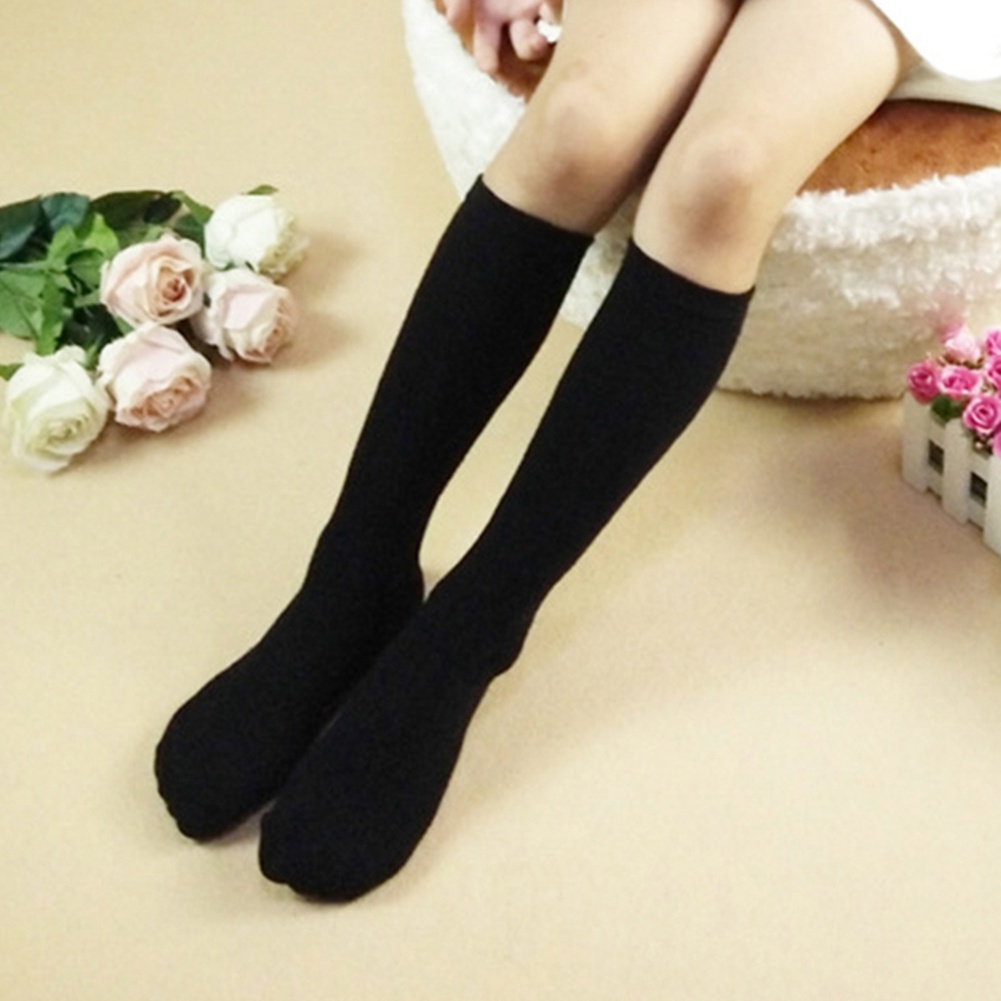 1 Đôi Tất Đầu Gối Màu Trơn Co Giãn Thoải Mái Cho Bé Gái