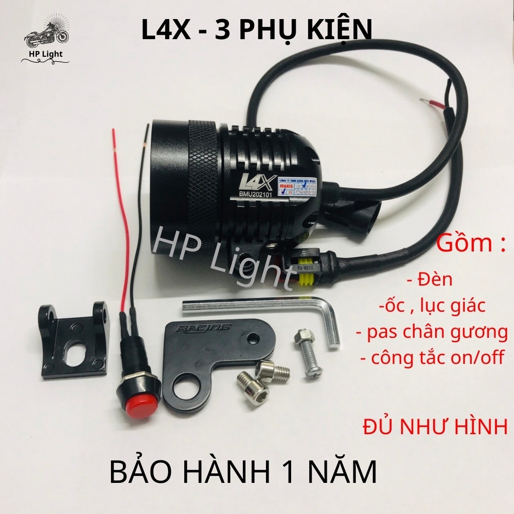 ĐÈN TRỢ SÁNG L4X CREE Chính Hãng Siêu Sáng Mẫu Mới Nhất Bảo Hành 1 Năm_Trợ Sáng HP LIGHT BMU