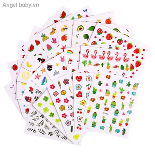 ☇Children nail stick baby safe non-toxic art tattoo patch girls princess cartoon animals waterproof stickers painting