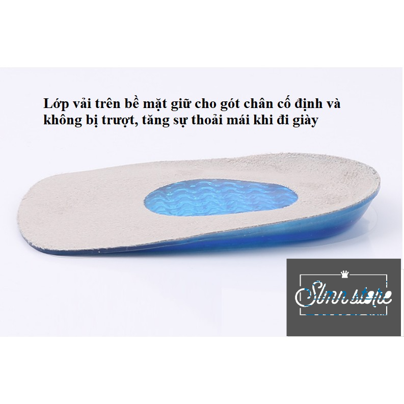 Lót giày tăng chiều cao silicon 1.2cm bảo vệ gót chân, phòng ngừa, giảm đau gai gót chân, chai chân. Slmn_LGiayBVKM