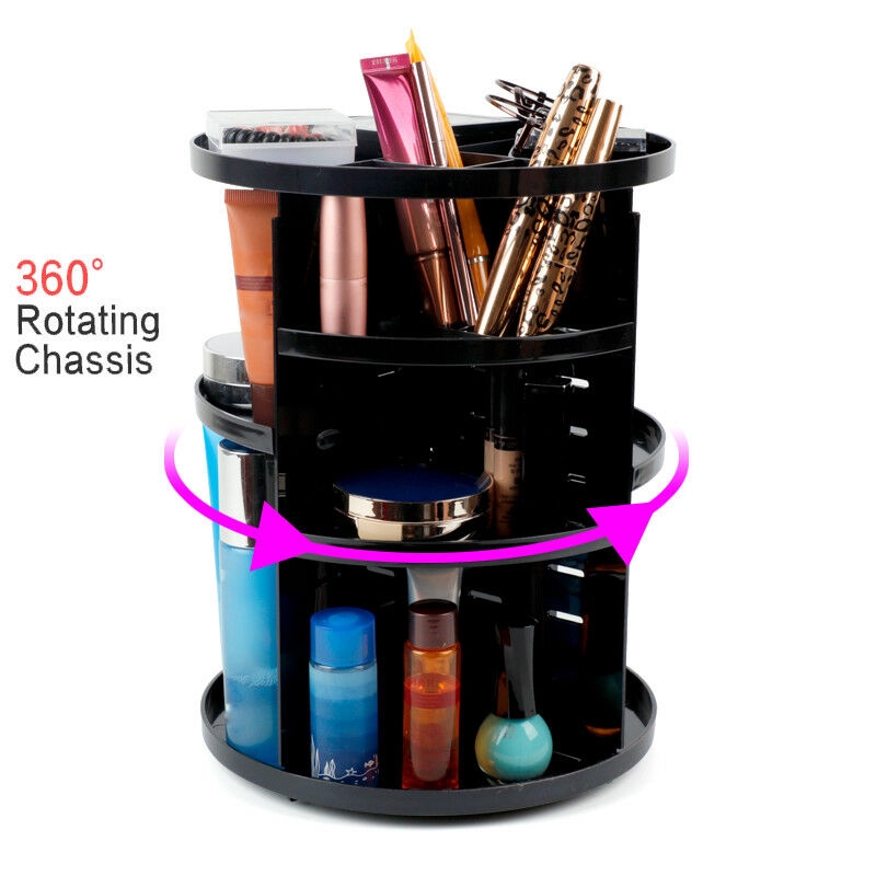 360° Hộp đựng mỹ phẩm/trang sức bằng nhựa cỡ lớn đa năng tiện dụng