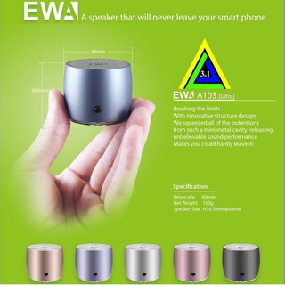 [Ewa A103] Loa Blutooth Không Dây Chính Hãng EWA Mini Siêu Nhỏ Gọn Bỏ túi Tiện Đi Du Lịch Giả Ngoại