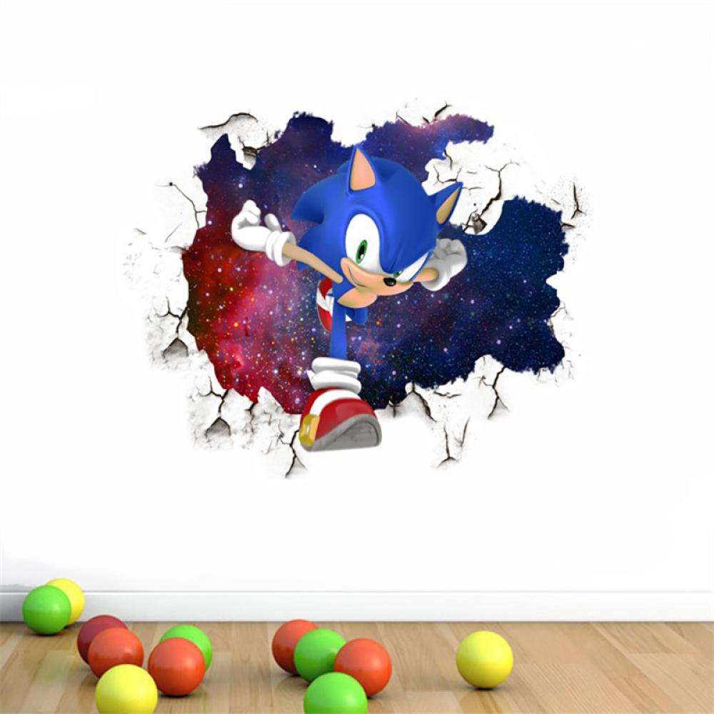 Sticker Dán Tường Họa Tiết Hoạt Hình Sonic 3D Dễ Thương D6S2