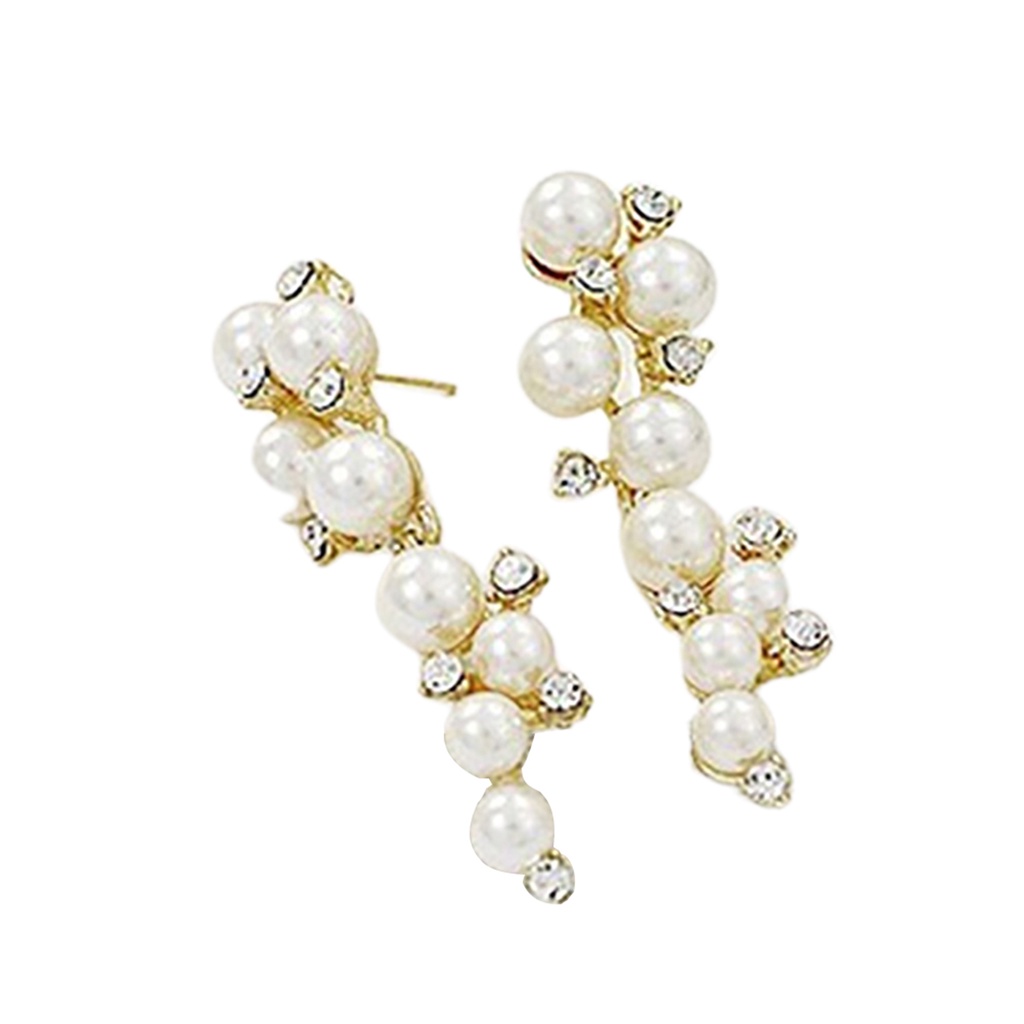 Đôi khuyên tai dài đính đá và ngọc trai giả thời trang cho nữ