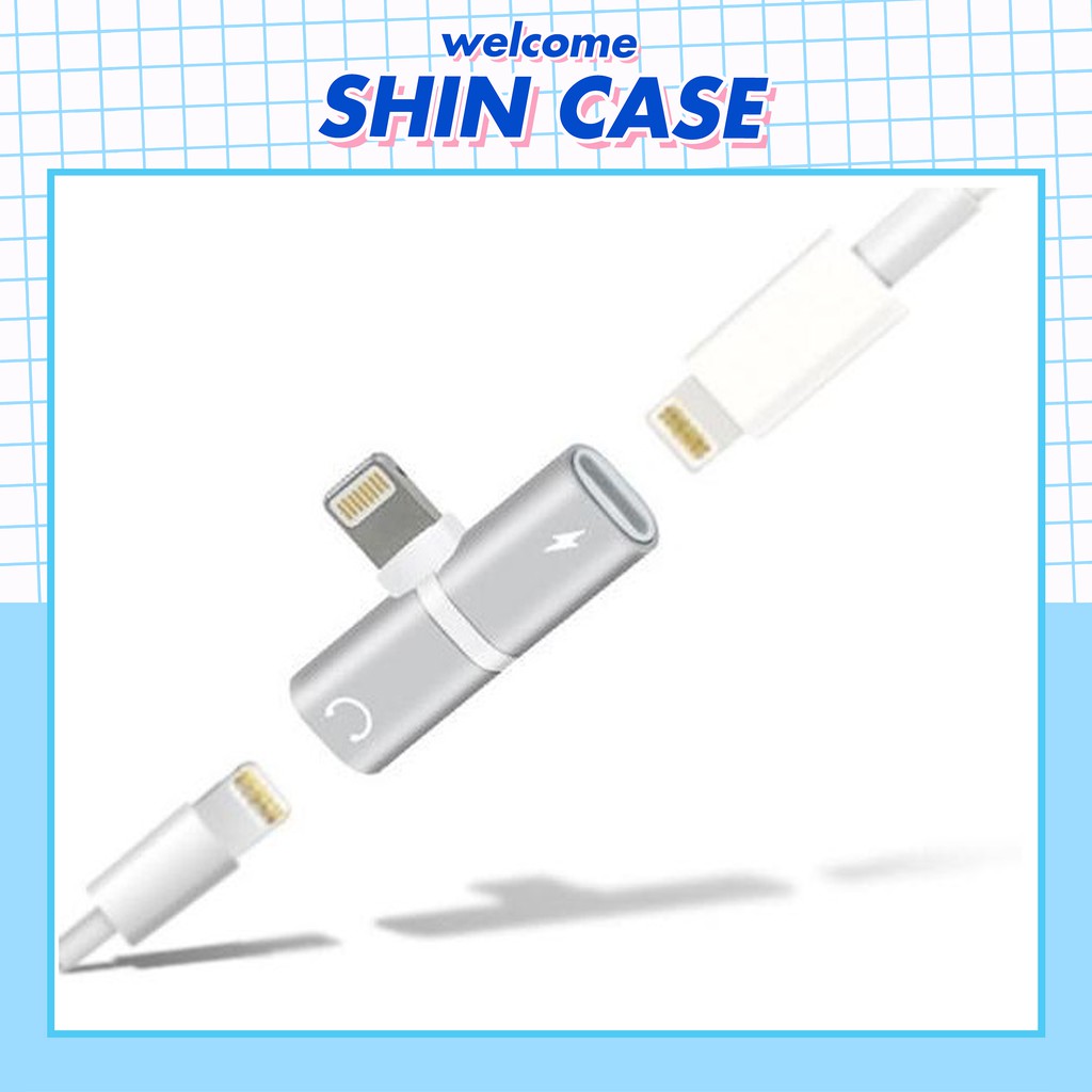 Jack chia 2 cổng cáp sạc và tai nghe airpod bluetooth Lightning Splitter cho điện thoại iphone pin dự phòng - Shin Case