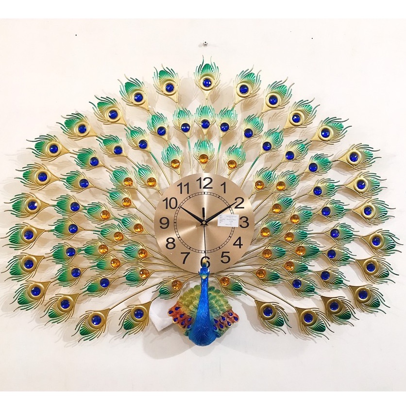Đồng hồ kim trôi treo tường hình con công khổng tước decor trang trí phòng khách mã 952 xanh - DIFFUSER LUX