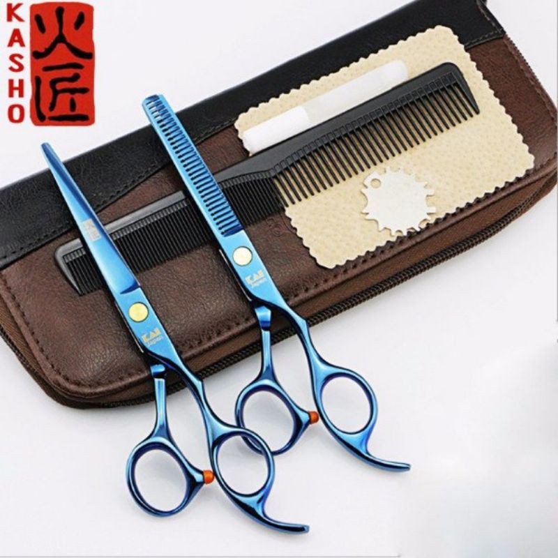 Bộ kéo cắt tóc kasho Japan HA 05 xanh 150k cặp (Siêu rẻ siêu nét như video)