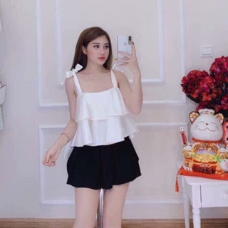 Set áo bèo phối chân váy. Hình thật