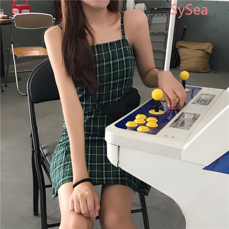 Đầm 2 dây sọc caro thời trang mùa hè đáng yêu cho nữ