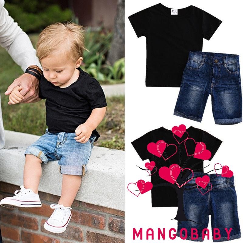 Set 2 Món Áo Sơ Mi Tay Ngắn + Quần Jeans Cho Bé Trai 28m