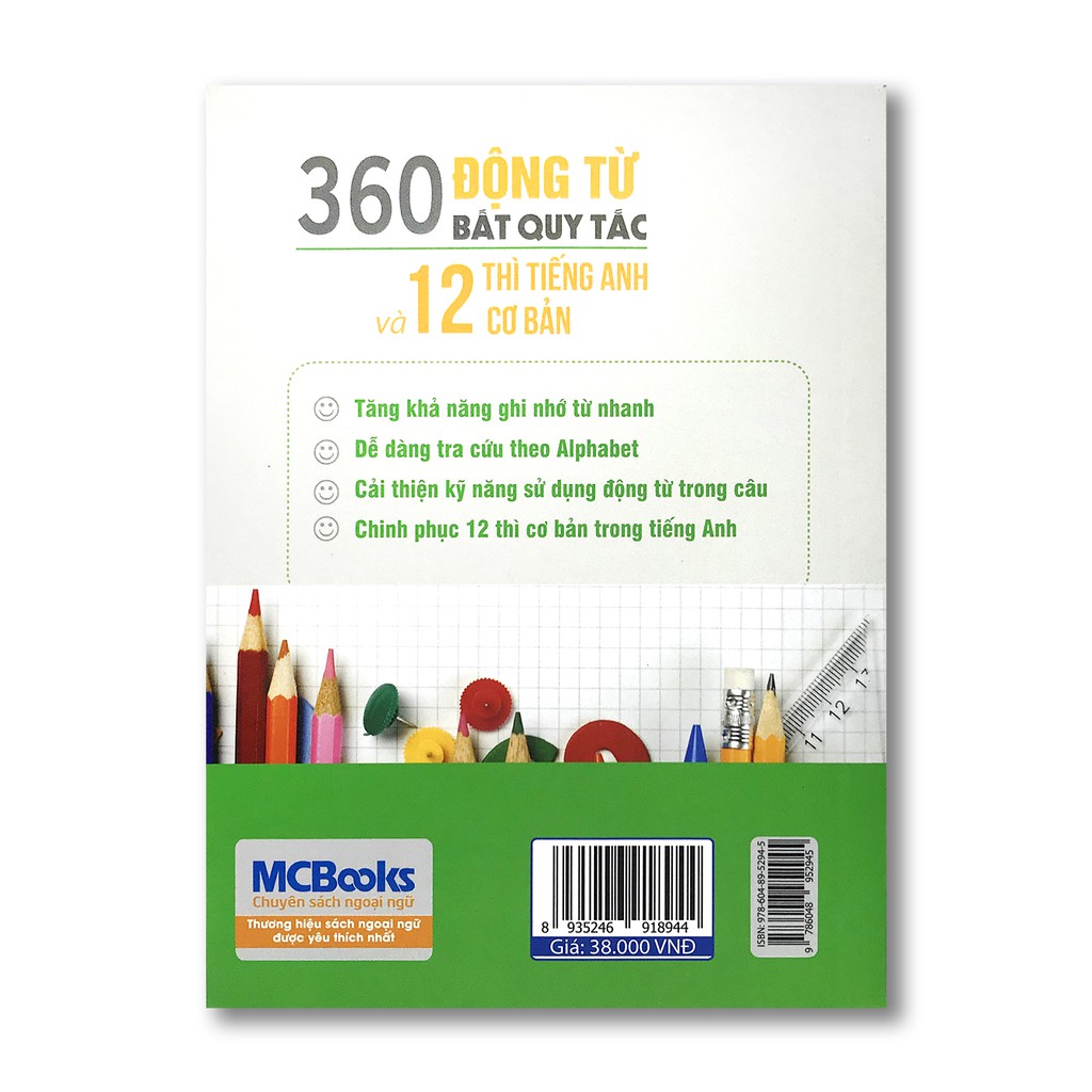 Sách 360 động từ bất quy tắc và 12 thì tiếng Anh cơ bản (Khổ nhỏ) | BigBuy360 - bigbuy360.vn