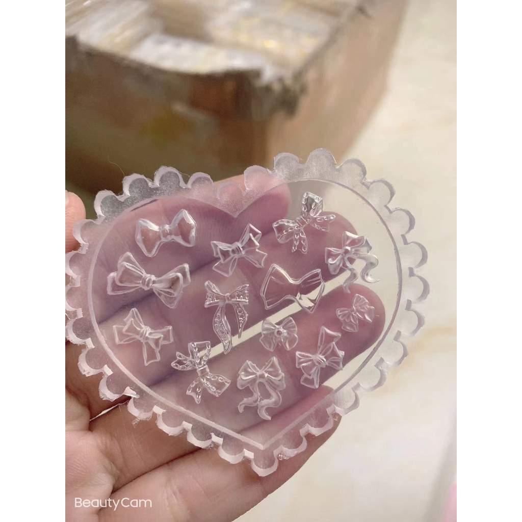 Khuôn silicon nail nơ, gấu trang trí nail