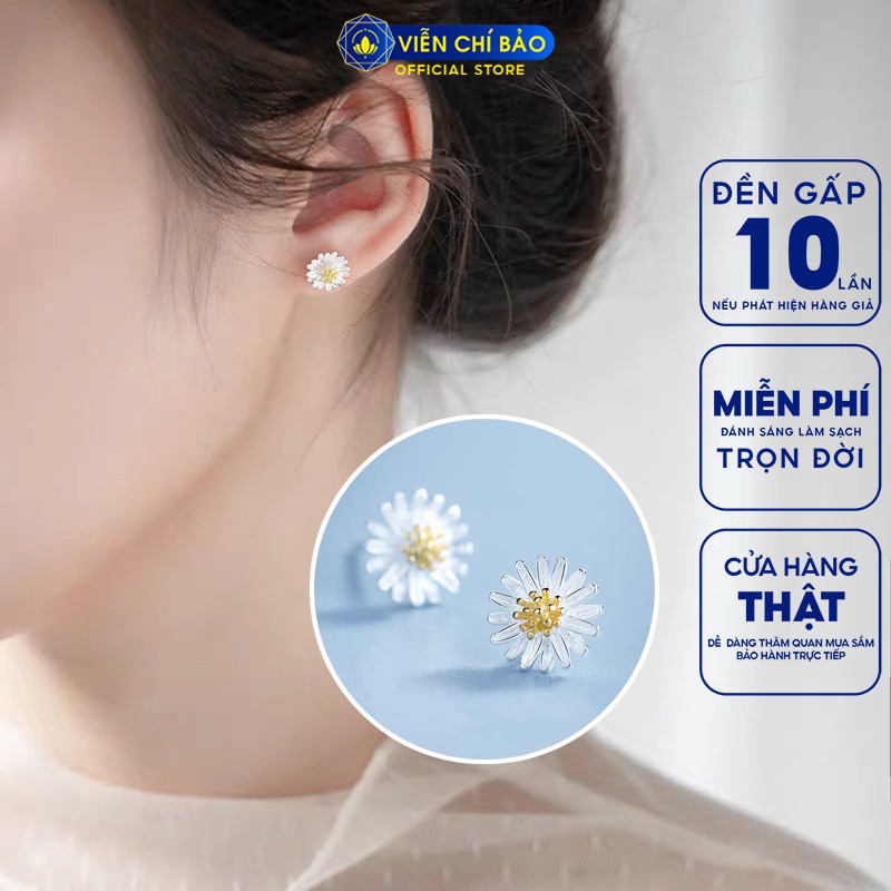 Bông tai bạc nữ Cúc Họa Mi chất liệu 925 thời trang phụ kiện trang sức nữ Viễn Chí Bảo B400522