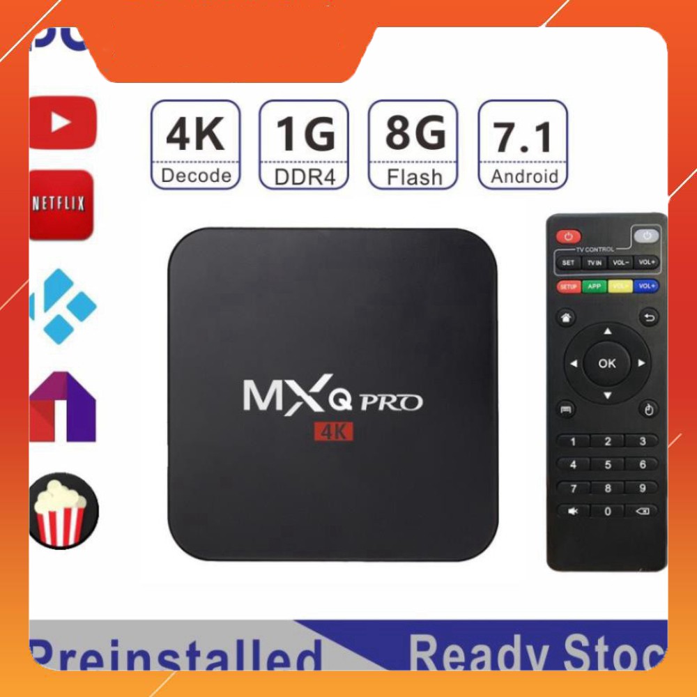 -Thiết bị TV Box Android KODI chuyển đổi TV thường thành TV thông minh MXQ Pro 4K 1GB 8GB. 6X4D