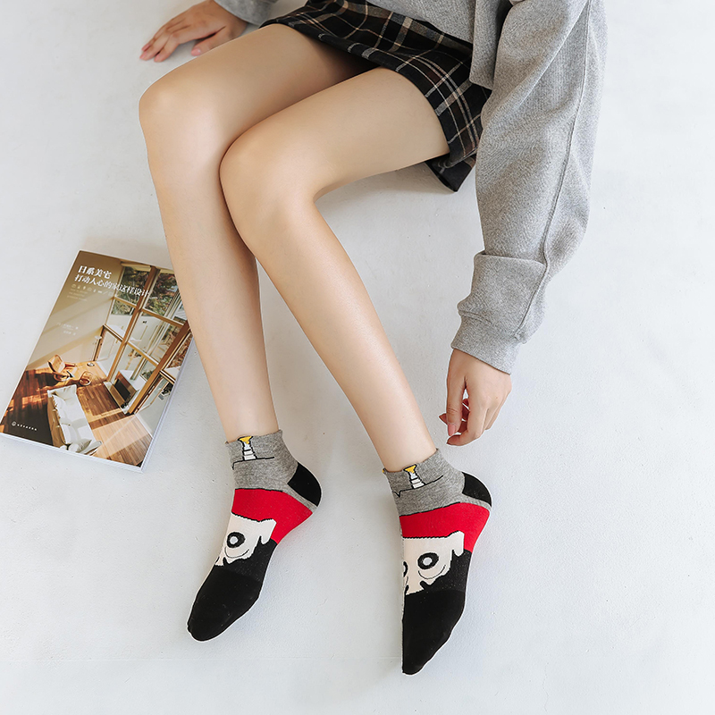 Set 5 đôi vớ cotton cổ thấp họa tiết hoạt hình Shin-chan dễ thương phong cách Nhật Bản cho nữ