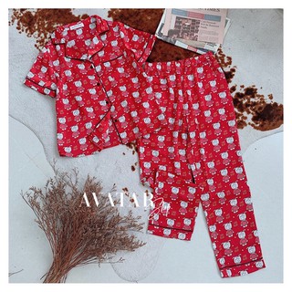 Pijama lụa cộc tay quần dài
