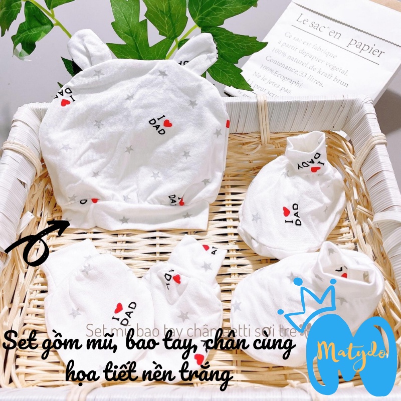 Set mũ bao tay bao chân cho bé sơ sinh MATYDO giúp bé giữ ấm ổn định nhiệt độ cơ thể petit sợi tre cao cấp