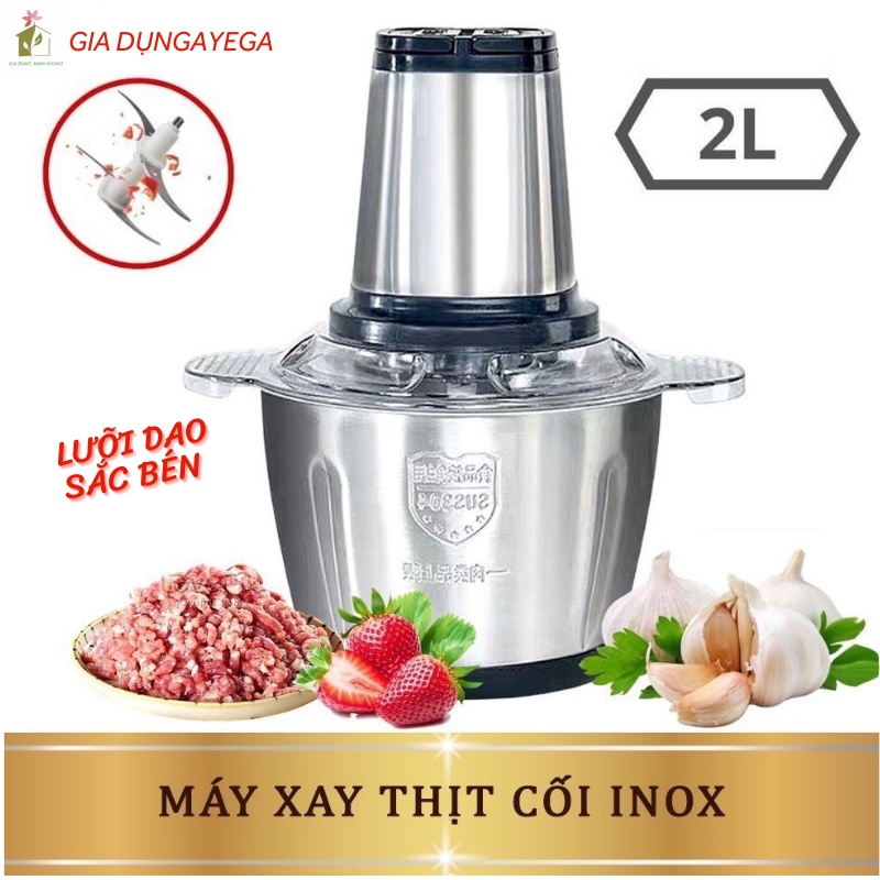 Máy Xay Thịt Cầm Tay Cối Inox Đa Năng 4 Lưỡi Công suất 300W Xay Cua Cá, Tỏi Ớt, Rau Củ Quả, hàng loại 1 dày dặn.