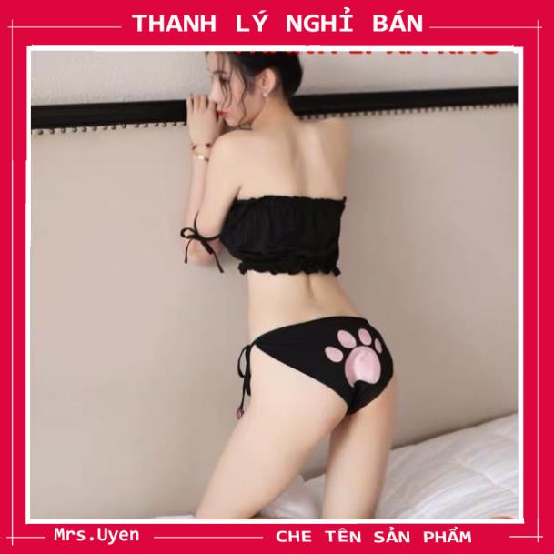 Bộ đồ ngủ cosplay full phụ kiện set miêu nữ sexy, bikini mèo đen gợi cảm, nóng bỏng, lolita chip | BigBuy360 - bigbuy360.vn