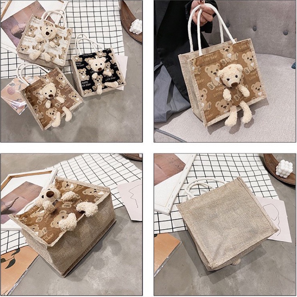 Túi Cói Hình Gấu Bông Siêu Tiện Dụng TÚI XINH TBB20