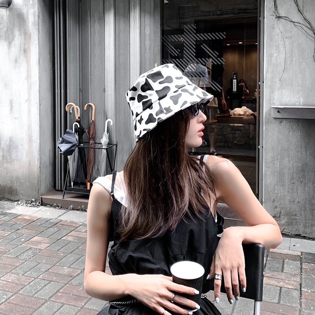 Mũ bucket Bò Sữa ❤️ Mũ vành tròn hoạ tiết trắng đen phong cách Ulzzang form unisex nam nữ [2 mặt] 5016